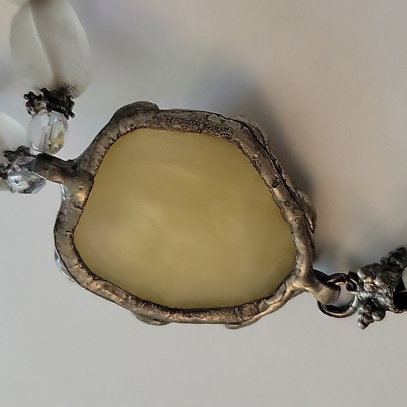 Maya Evangalista Primitive Chunk Stone Dangle Drop Necklace Mid Century Modern - Picture 12 of 12